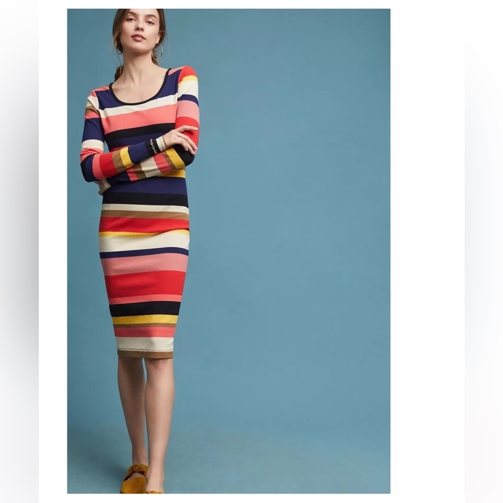 Plenty by Tracy Reese for Anthropologie Vivid Stripe Column Dress Size Small